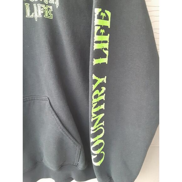 Country Life Hoodie Black Gildan Sweater Antlers Men's Size L - Picture 5 of 10